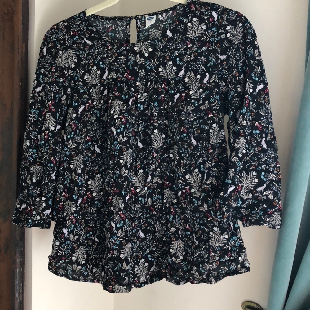 Black floral Bohemian style top